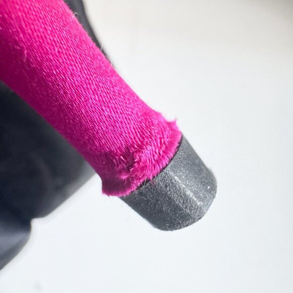 Casadei Luxe Vintage Satin Rhinestone Bow Black Pink Kitten Heels - Picture 9 of 12